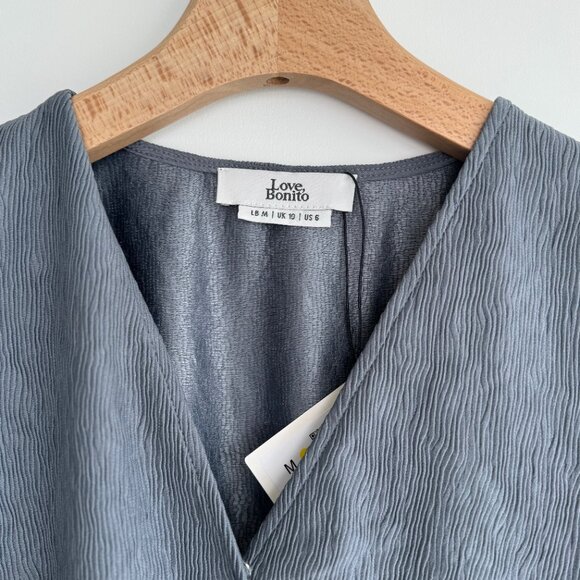 Love Bonito Blue Gray Slate 3/4 Sleeve Dress - Picture 5 of 9